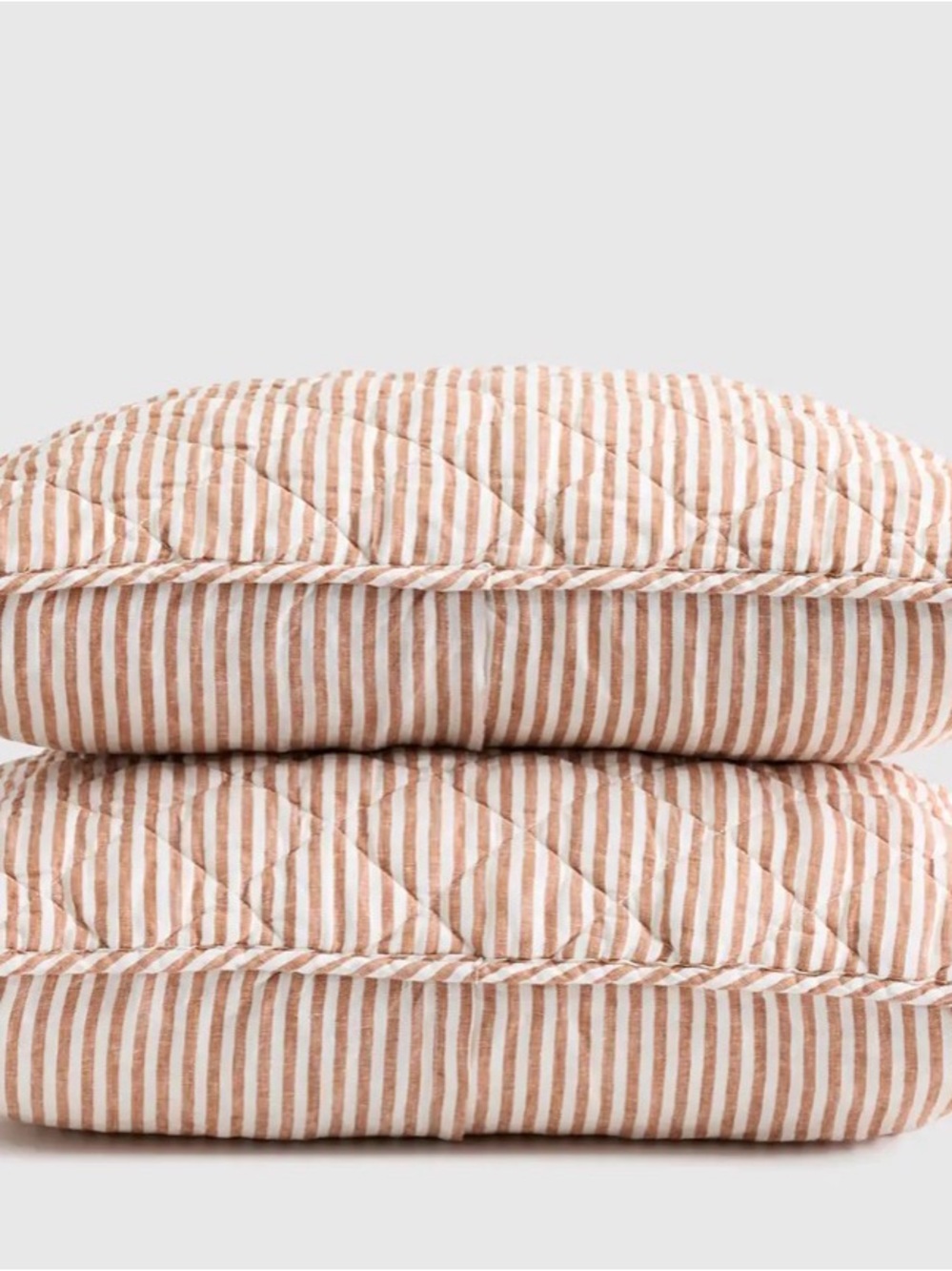 Quince European linen striped sham set/Terracotta/White Stripe/standard